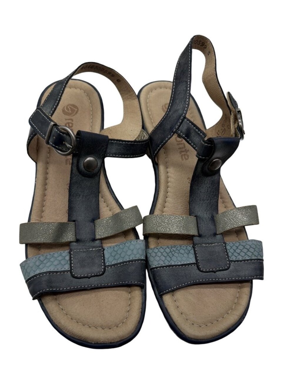 Remonte Womens Leather Strap Sandals Size 38 With Adjustable Buckle